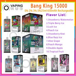 Originele Bang King 15k Bladerdeeg Wegwerp E-sigaret 25ml Voorgevulde Pod 650mAh Batterij Mesh Coil 0% 2% 3% 5% Niveau 10 Smaken Bladerdeeg 15k Vape