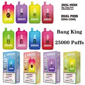 Original Bang King 25000 Puff E-Zigaretten 23 ml 0,8 ohm Bobine à mailles à double mailles 0% 2% 3% 5% SUFUS 650 MAH VACTER DE BATTERIE RECHARGÉable