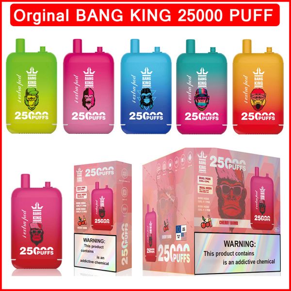 Original Bang King 25000 Puffs Vapes desechables Vaporizador de cigarrillo electrónico Venta al por mayor Vape Pen con 46 ml E-Juice Dual Mesh 12 sabores