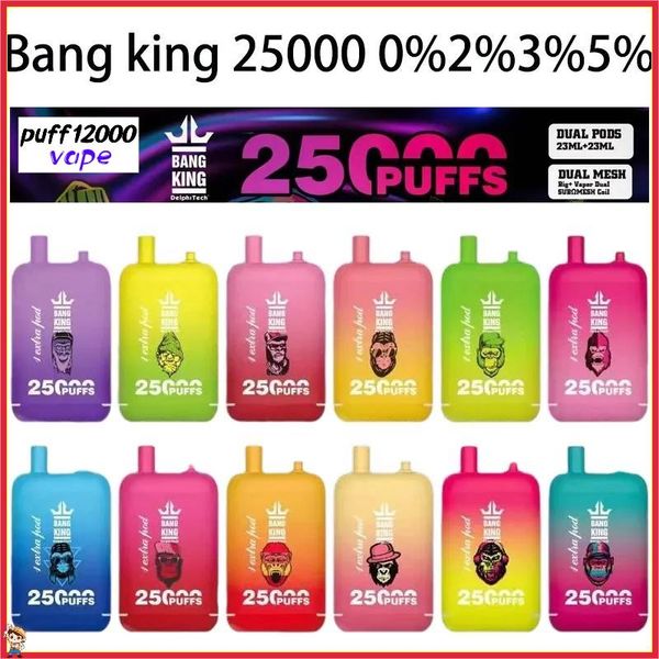 Bang King 25000 Puffs Pen de vape jetable 650mAh Type-C Double Tank Double Mesh Coil Puff 25K Appareil Préplissé Flavors E POD POD POD PUD