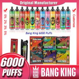 Original Bang King 6000 Puff jetables E cigarettes 0.8ohm Mesh Coil 14ml Pod batterie rechargeable électronique Cigs Puff 6K 0% 2% 3% 5% Vape Pen