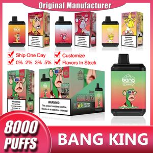 originele Bang King 8000 trekjes e-sigaret wegwerp vape bladerdeeg 8000 9k 650mah oplaadbare batterij 16ml prefi vs bang 8000 randm 7000 12k elf 5000 bladerdeeg 9000 12000