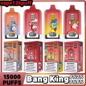 Original Bang King15K Puff Cigarette électronique jetable 650mAh Écran intelligent rechargeable Huile / Indicateur électrique Bobine de maille 15000 Puff 25ML