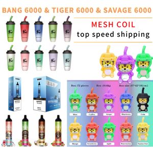 zooyking 15000 trekjes 6000 trekjesrepen Wegwerp E-sigaretten Savage Vape-pen 16 ml Voorgevulde 600 mAh oplaadbare batterij Tiger 6000 trekje Pods-cartridge