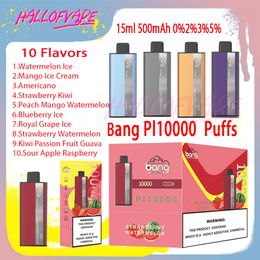Originele Bang PI10000 Bladerdeeg Wegwerp Vape Pen 15ml 1.0ohm Mesh Coil 0% 2% 3% 5% Niveau 500mAh Oplaadbaar Bettery 10 Smaken E Sigaretten