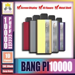 Originele Bang PI10000 Rookwolken Scherm Charge Display Oplaadbare Wegwerp E-sigaretten Vape Pen 0% 2% 3% 5% Mesh Coil Met 500mAh Batterij 15ml VS KING 12000