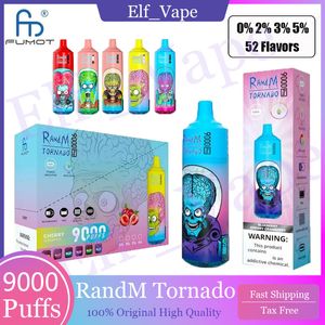 Randm tornado original 9000 hojaldres pro desechables vape bolígrafo 9k huff vape bang 263ml cartuchos precargados pod 650 mAh Kit de color de luz LED de batería recargable