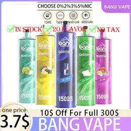 Puff Bang Shisha Bangmvape 15k Vaper Vapes jetables stylo E Puffes de cigarette 15000 DÉCHABLE TOSTEFOG 18ML 12K 9K 18K 20K 25K