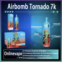 Original Airbomb tornado 7000 Puff jetable E cigarette 650mAh batterie rechargeable 14ml Pod 10Flavors Puff 7K Vape Pen Set amovible
