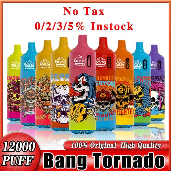 Original Bang Tornado Box 12000 inhalaciones Pluma vape desechable 12k puff vape bang 23 ml cartuchos precargados pod 650 mah batería recargable Kit de color de luz LED