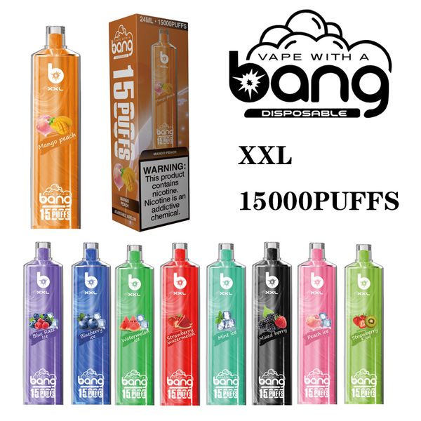 Bang XXL original TN 15000 Puff 15k Vape desechable Shisha Hookah Support Crystal Design Bang Tn 25ml E-Juice 15000 Puffs 0% 2% 3% 5% Pen 12 Sabores