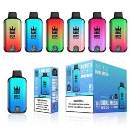 Bangbox d'origine 18000 Puffs Vape jetable numérique 18K Bobine à double maille 26 ml Cigarettes électroniques préremplies avec écran LCD Système Bang Box