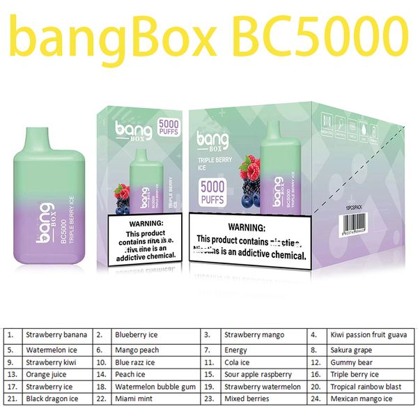 Original bangBox BC5000 original jetable E cigarette puff5000 13 ml 0% 2% 3% 5% 5K bouffées stylo vape 650mah batterie rechargeable bobine de maille 24 saveurs