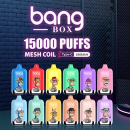 Original bangBox15000 vape pen 15000 inhalaciones 12 sabores 0% 2% 3% 5% inferior Tipo-C aceite de carga pantalla digital eléctrica Cigarrillos electrónicos