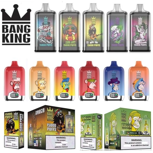 Original Bangking 15000 Puffs Vape jetable 25 ml Pod prérempli 20 saveurs Desechable E Cigarette 0% 2% 3% 5% Bang King 15K Écran numérique