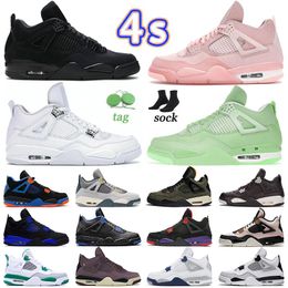 Sapatos de basquete originais Jumpman 4s 4 baixos homens mulheres tênis tênis ao ar livre New Black Cat Pure Money OW-Grass OW-Pink Silt Red Military Black KAWS Black Sample