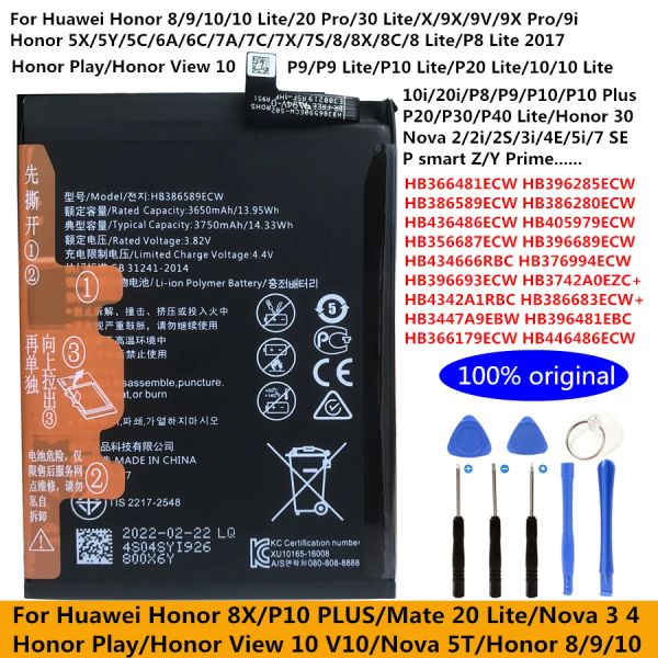 Batterie d'origine pour Huawei Honor Mate Nova 5T 4 6C 6A 7 7A 7X 7X 8A 8C 8X 9X 9I P8 P9 P10 8 9 10 20 20S 30 P20 P30 P40 Lite Pro