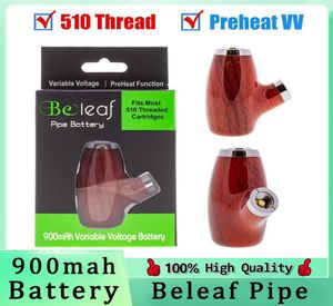 Kit de batterie d'origine Beleaf Pipe Design en bois pour cigarette 510 fil Vape Pen 900mAh Rechargeable préchauffer tension variable Fast3193069
