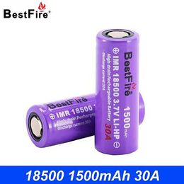 Batterie au lithium d'origine BestFire 18500 batterie rechargeable 1500mah tête plate 30A 3.7V batterie d'alimentation