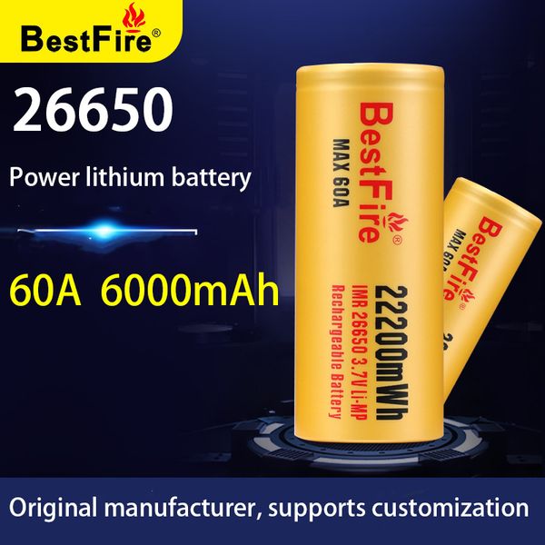 Original Bestfire 26650 22200Wh 6000mAh 60A descarga 3,7 V batería de litio recargable especial para herramientas eléctricas