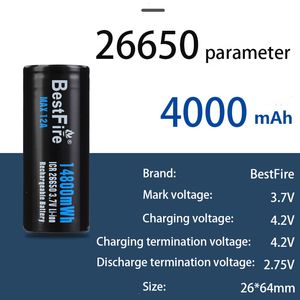 Originele Bestfire 26650 5000mAh 4000mAh 2600mAh 5C Ontlading Vislamp Elektrisch gereedschap Elektronisch product Speciale oplaadbare lithiumbatterij