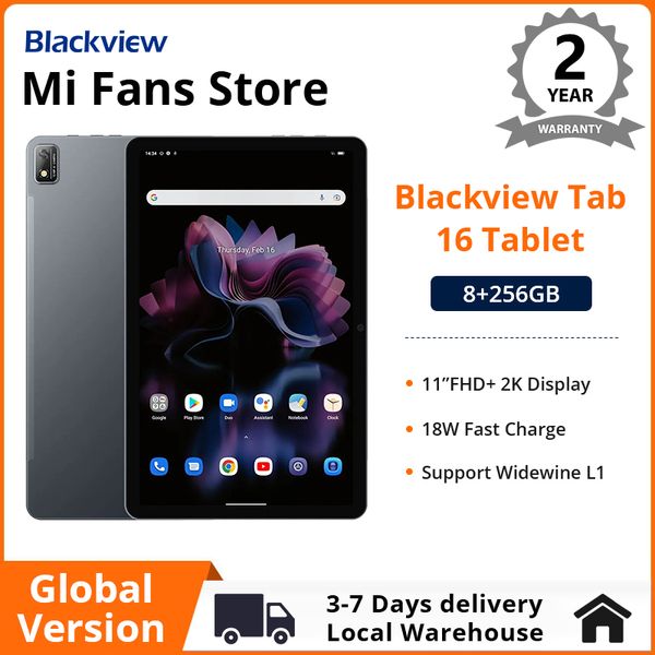 Tableta Original Blackview Tab 16 versión Global Android 8GB + 256GB 11''2k FHD + pantalla 7680 mAh batería Widevine L1 Unisoc T616 Tablet PC
