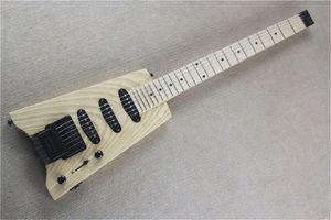 Guitarra eléctrica sin cabeza con cuerpo original, 24 trastes, herrajes negros, diapasón de arce, pastillas SSS, se puede personalizar