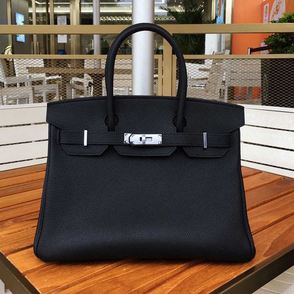 Sacs fourre-tout Bojin originaux boutique en ligne Sac TOGO en cuir de vache couche supérieure litchi bouton argenté 30CM sac à main souple de haute qualité avec vrai logo