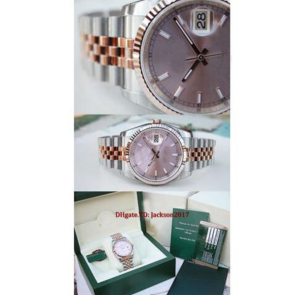 Caja original certificado Casual Modern Men's Watches 116231 Mens Steel Gold Pink Index Dial 36MM