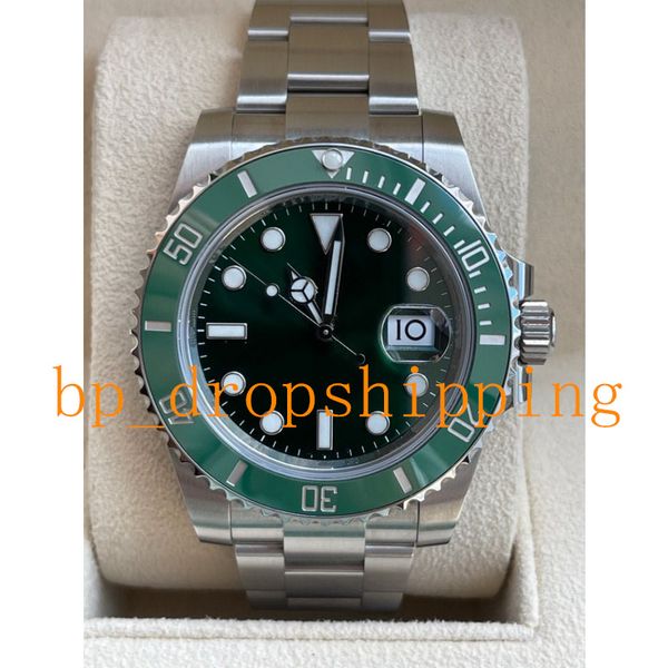 Boîte d'origine Montre Homme 40mm Vert Lunette Céramique Automatique Asia 2813 Watches Men Diver Sport Ref.116610 Acier Inoxydable Verre Saphir Bussiness Wristwatches