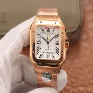 Originele doos Waterdicht horloge XL 42 mm Rose Gold Fashion Square Movement Watch Mechanische automatische heren Sapphire Watches-K93290i