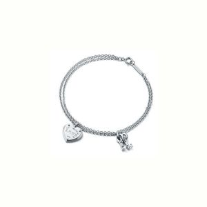 Origineel merk Fashion niche TFF 925 verzilverd roségouden hartvormige sleutel dubbellaags braceletiffay liefde zoete stijl armband met logo