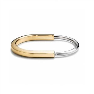Bracelet à serrure en or V pour femmes, marque originale, version haute, nouveau style, léger, luxe, mode, demi-diamant, en forme de U