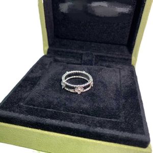 Originele merk Hoge versie Van vier-blad kladercaleidoscoop smalle ring dames v goud dik vergulde 18k rozenmode met logo ollc