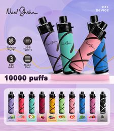 Marque originale Next Shisha Hookah 10000 Puffs Bar Puff 10K Électronique 650mah Batterie Rechargeable Vapeurs Cigarettes 10 Saveurs 5% Nicotine Stylo Vape Jetable