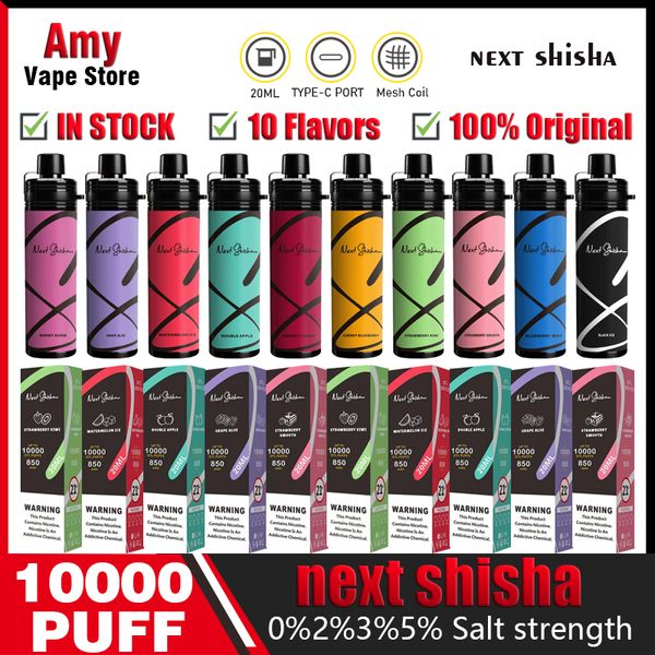 Marca original Siguiente Shisha Hookah 10000 Puffs Bar Puff 10K Electrónica 650mah Batería recargable Vapers Cigarrillos 10 sabores 5% Vaper desechable