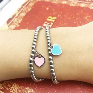 Bracelet en titane et acier TFF pour femmes, marque originale, cœur de pêche, perles à la mode, bijoux à main d'amour en acier inoxydable