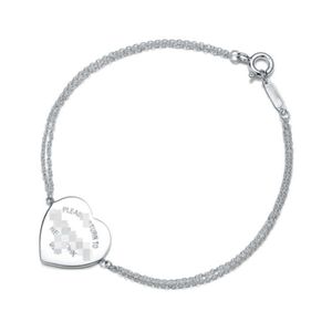 Origineel merk Small TFF 925 Sterling Silver Heart Diamond Double Layer Bracelet Live Love with Logo K9ub