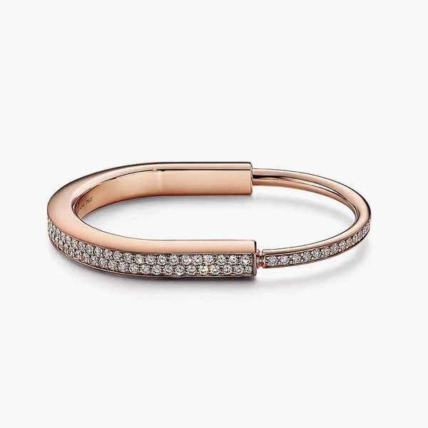 Marca Original TFF 925, pulsera nueva de plata de ley para todo el cuerpo con cara lisa, cabeza de bloqueo de estilo de moda con diamantes completos