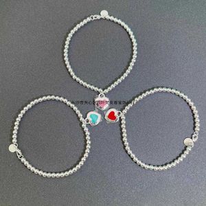 TFF – Bracelet en argent Sterling 925, marque originale, goutte de colle, Rivet cœur, perle ronde de 4mm, t-shirt, amour familial, foule en émail