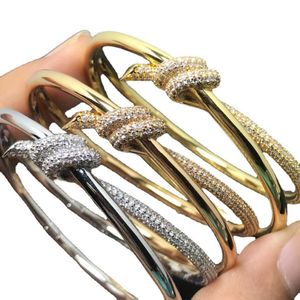 Bracelet TFF de marque originale avec nœud, nouveau produit avec diamant et or, design à la mode, personnalité avancée, corde papillon enveloppée