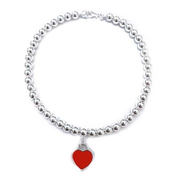 Marca original TFF pulsera de esmalte en forma de corazón 925 pulsera de dos corazones chapada en oro de 18 quilates con pequeños polvo rojo Cuentas de corazón