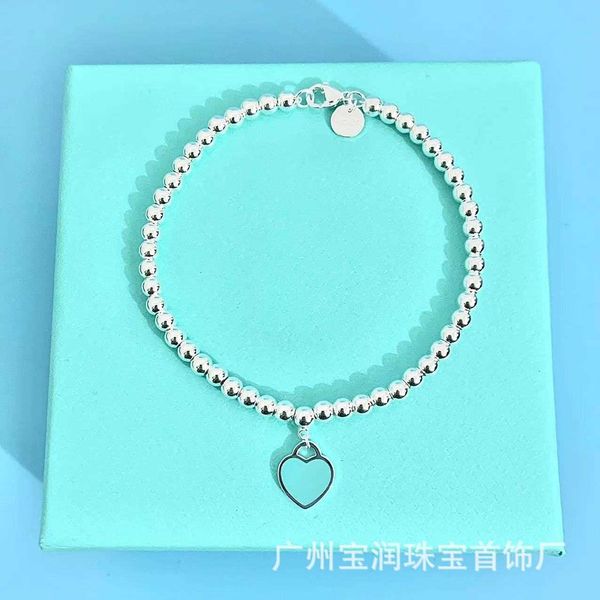 Pulsera de cuentas de Buda esmaltada de corazón azul TFF de marca Original, temperamento clásico de moda, versátil, Plata de Ley S925