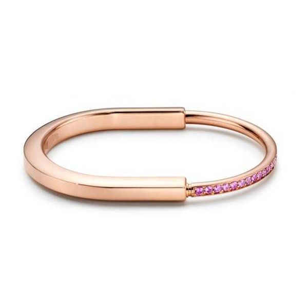 Marca Original TFF S925 plata pura nueva versión alta pulsera con cabeza de bloqueo harina ligera diamante estilo de moda de oro rosa completo