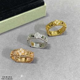 Origineel merk van caleidoscoopring dames puur verzilverde 18k goud smalle klaver vol diamant wijs vinger paar handstukken