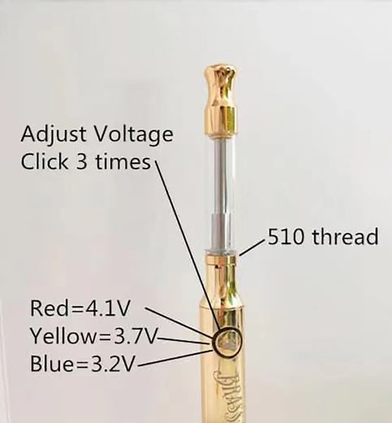 Batterie originale en laiton pour jointures, 900mah, fil 510, 30 pièces, affichage 3.2V-4.1V, bois doré et acier, couleurs mélangées