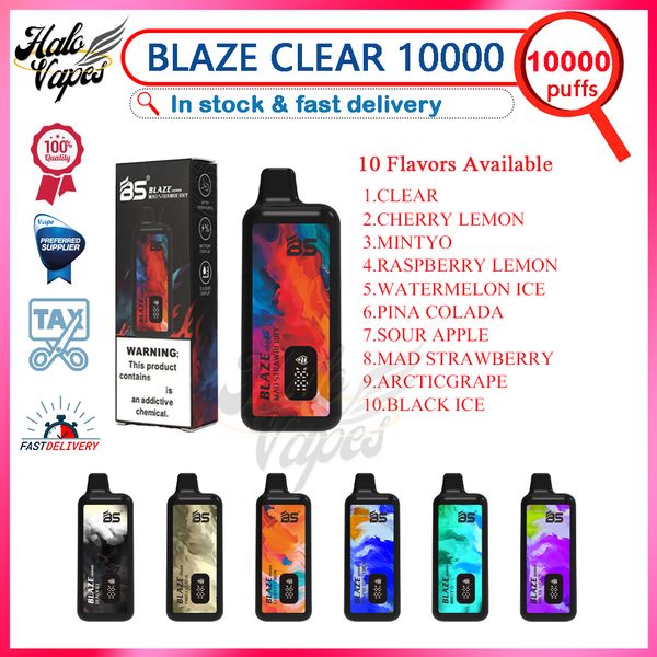 Original Breze Stiik BLAZE BS 10000 Puff Desechable E Cigarrillo Vaper Bar Recargable 650mAh 18ml 10k Puff 10 Sabores