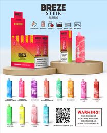 Originele BREZE STIIK BS8500 Bladerdeeg E-sigaretten 70 g wegwerpvape-pen 600 mAh oplaadbare batterij 16 smaken 2% 5% capaciteit 17 ml oranje frisdrank