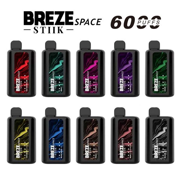 Original BREZE STIIK SPACE 6000 Puffs 2% 5% Pods Descartáveis Dispositivo E Cigarro Vape Kits 1500mAh Bateria Pré-preenchida 13ML 10 Sabores Euro EUA Sem Imposto