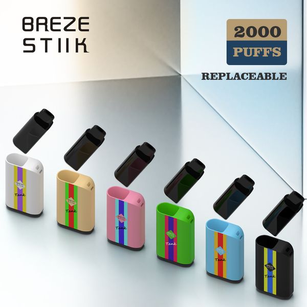 Réservoir original breze stiik jusqu'à 2000 bouffées de cigarette électrique vape jetable dosettes jetables 2000 bouffées de vapes